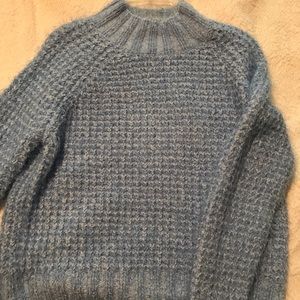 Ladies periwinkle feathered turtleneck by SO